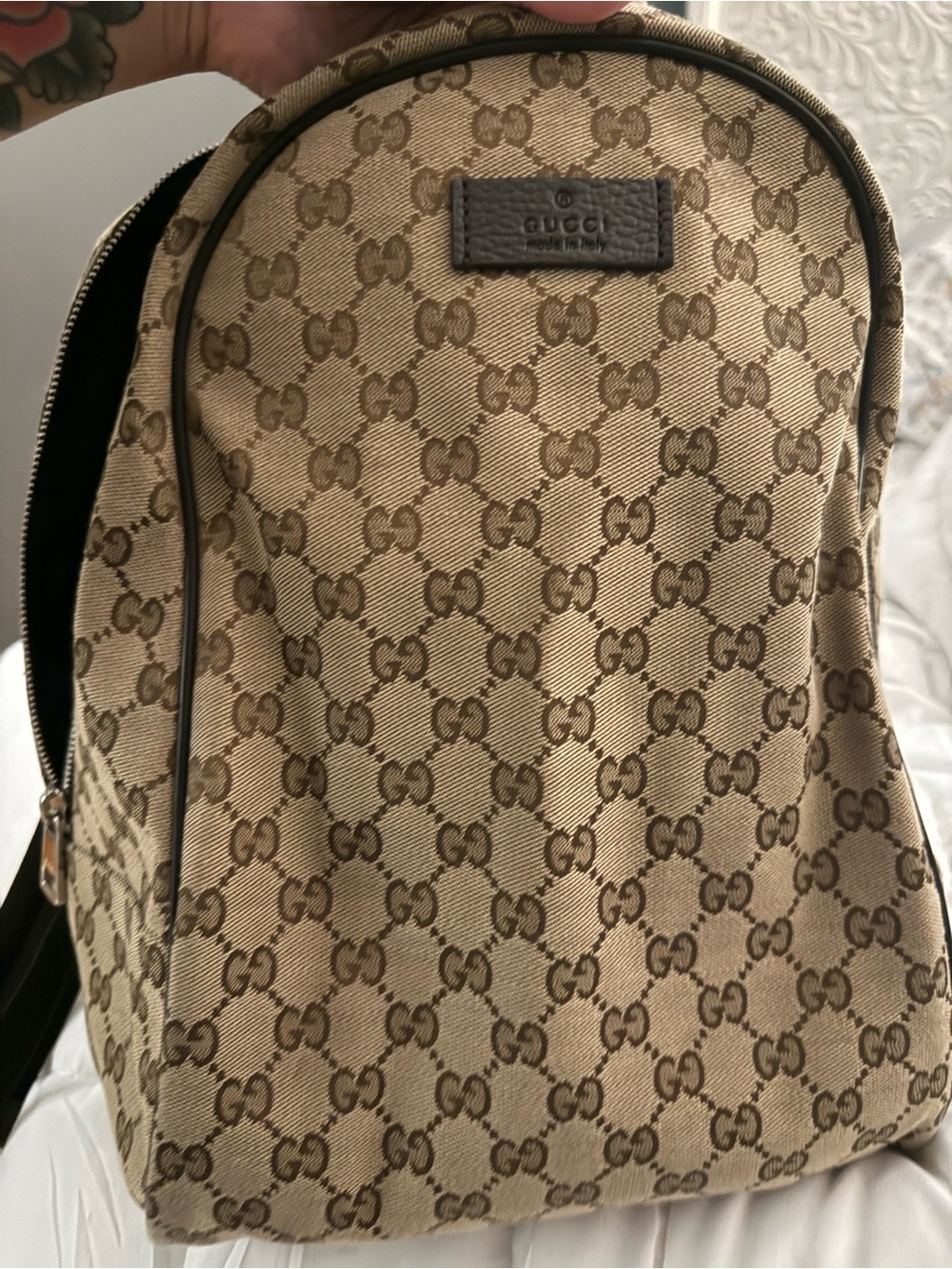 Gucci Beige and Brown GG Canvas Men's Backpack